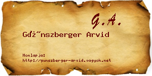 Günszberger Arvid névjegykártya